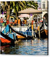 Boats Waiting For Passengers On  A Canal In Portugal Acrylic Print