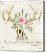 Boho Love - Deer Antlers Floral Inspirational Acrylic Print
