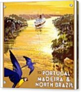 Booth Line - Amazon River, South Africa - Cruises - Retro Travel Poster - Vintage Poster Acrylic Print