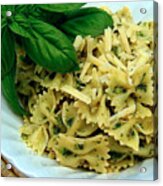 Bow-tie Pasta With Basil Pesto Sauce And Parmesan Cheese Acrylic Print