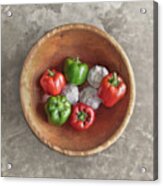 Bowl Of Peppers And Garlic Acrylic Print