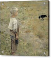 Boy And Crow Acrylic Print