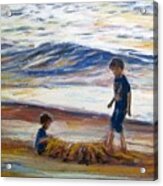 Boys Playing At The Beach Acrylic Print