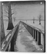 Bridge Across Frozen Lake Acrylic Print