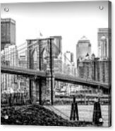 Brooklyn Bridge Manhattan Landscape Architecture Black White Acrylic Print