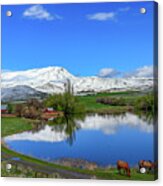 Butte Farm After Spring Snow Acrylic Print