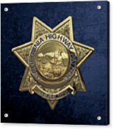 California Highway Patrol  -  C H P  Police Officer Badge Over Blue Velvet Acrylic Print