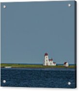 Calming Blue Sea And Sky Frame Distant Lighthouse Acrylic Print