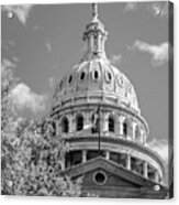 Capitol Of Texas - State Building - Austin Texas Black And White Acrylic Print