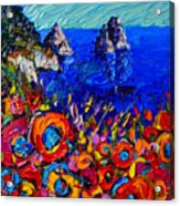 Capri Faraglioni Italy Colors Modern Impressionist Palette Knife Oil Painting By Ana Maria Edulescu Acrylic Print