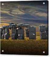 Car Henge In Alliance Nebraska At Sunset Acrylic Print