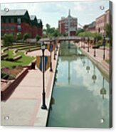 Carroll Creek Park In Frederick Maryland With Watercolor Effect Acrylic Print