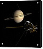 Cassini Closing In On Saturn Acrylic Print