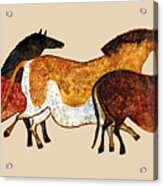 Cave Horses In Beige Acrylic Print