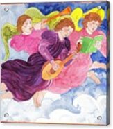 Celestial Musical Angels Serenade With Lute Horn And Song Acrylic Print