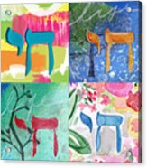 Chai Collage- Contemporary Jewish Art By Linda Woods Acrylic Print