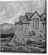 Chapel On The Rock - Black And White Acrylic Print