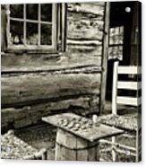 Checkers Down At The Old Place, In Black And White Acrylic Print