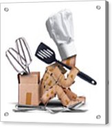 Chef Character Sat Thinking With Kitchen Tools Acrylic Print