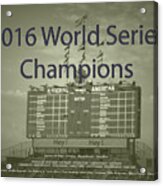 Chicago Cubs World Series Scoreboard Antique Acrylic Print
