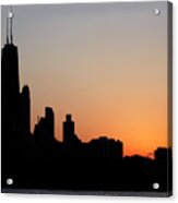 Chicago Skyine At Sunset Acrylic Print