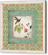 Chinoiserie Vintage Hummingbirds N Flowers 2 Acrylic Print