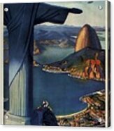 Christ The Redeemer, Rio, Brazil - Pan American Airways - Retro Travel Poster - Vintage Poster Acrylic Print