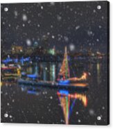 Christmas Boat On The Charles River - Boston Acrylic Print
