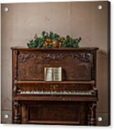 Christmas Card With Piano In Old Church Acrylic Print