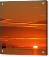 Christopher Columbus Replica Wooden Sailing Ship Nina Sails Off Into The Sunset Acrylic Print