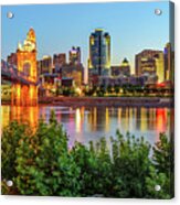 Cincinnati Ohio Downtown Skyline Panoramic Print - Color Acrylic Print