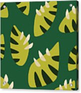 Clawed Abstract Green Leaf Pattern Acrylic Print