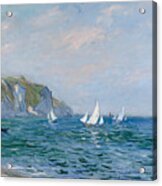 Cliffs And Sailboats At Pourville Acrylic Print