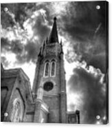 Cloudy Assumption Black And White Acrylic Print