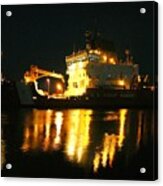 Coast Guard Cutter Mackinaw At Night Acrylic Print
