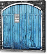 Colorful Blue Garage Door French Quarter New Orleans Color Splash Black And White And Poster Edges Acrylic Print