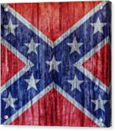 Confederate Flag On Wood Acrylic Print