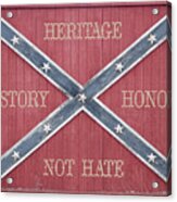 Confederate Flag On Wooden Door Acrylic Print