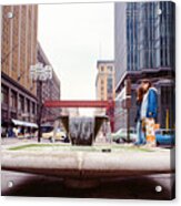 Contemplating The Fountain At 8th And Nicollet. Acrylic Print