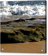 Coquina Rock With Wave  2-8-15 Acrylic Print