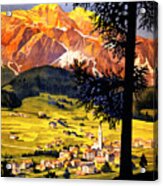 Cortina D Ampezzo Italy Vintage Poster Restored Acrylic Print
