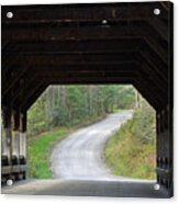 Covered Bridge And Winding Road Acrylic Print