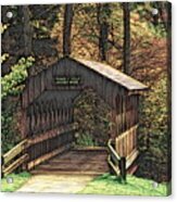 Covered Bridge At Allegany State Park Colored Ink Effect Acrylic Print
