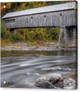 Covered Bridge In Vermont With Fall Foliage Acrylic Print