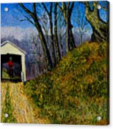 Cowboy And Covered Bridge Acrylic Print