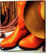Cowboy Boots And Hat Acrylic Print