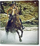 Cowboy Riding In The Sea Acrylic Print