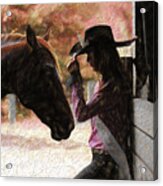 Cowgirl And Her Horse Acrylic Print