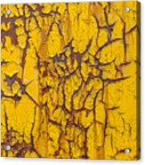 Cracked Yellow Paint Over Rust - Square Acrylic Print