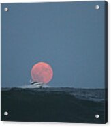 Cruising On A Wave During Harvest Moon Acrylic Print